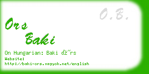 ors baki business card